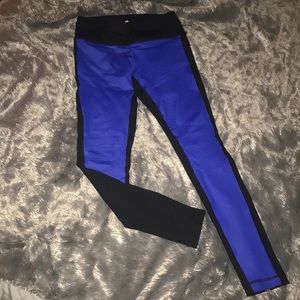 Blue and black yoga pants